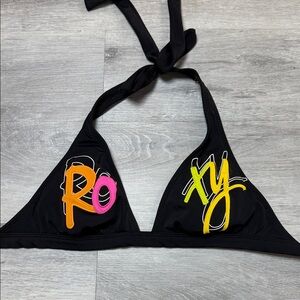 Roxy Black Bikini Top with Vibrant Accents